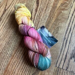 Sock Obsession Yarn Fingering Variegated Superwash Merino Wool Nylon Pink Teal
